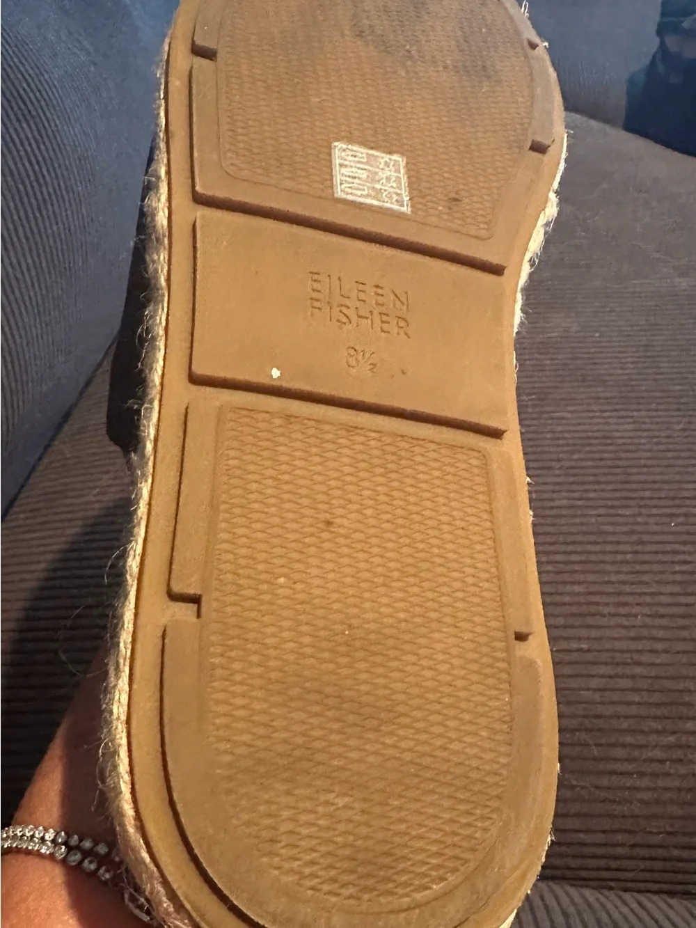 Eileen Fisher Black Suede Espadrille Slide